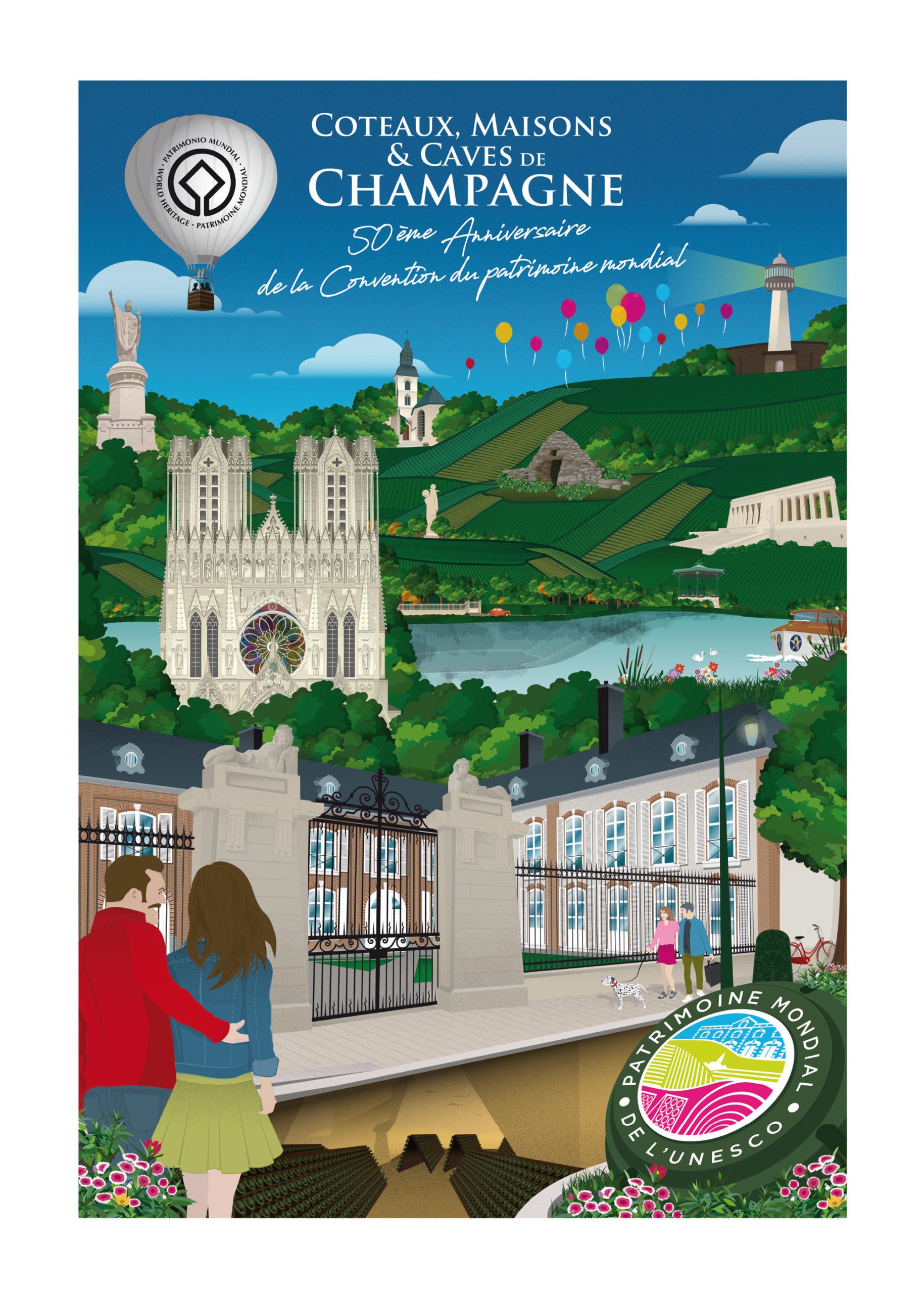 Affiche "Coteaux, maisons et caves de champagne" du patrimoine mondial de l’UNESCO