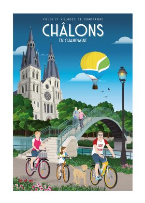 Affiche - Villes et Villages de Champagne - Châlons en Champagne - La collégiale