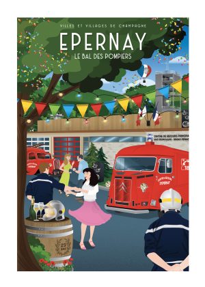 Affiche - Villes et Villages de Champagne - Epernay / Bal des pompiers