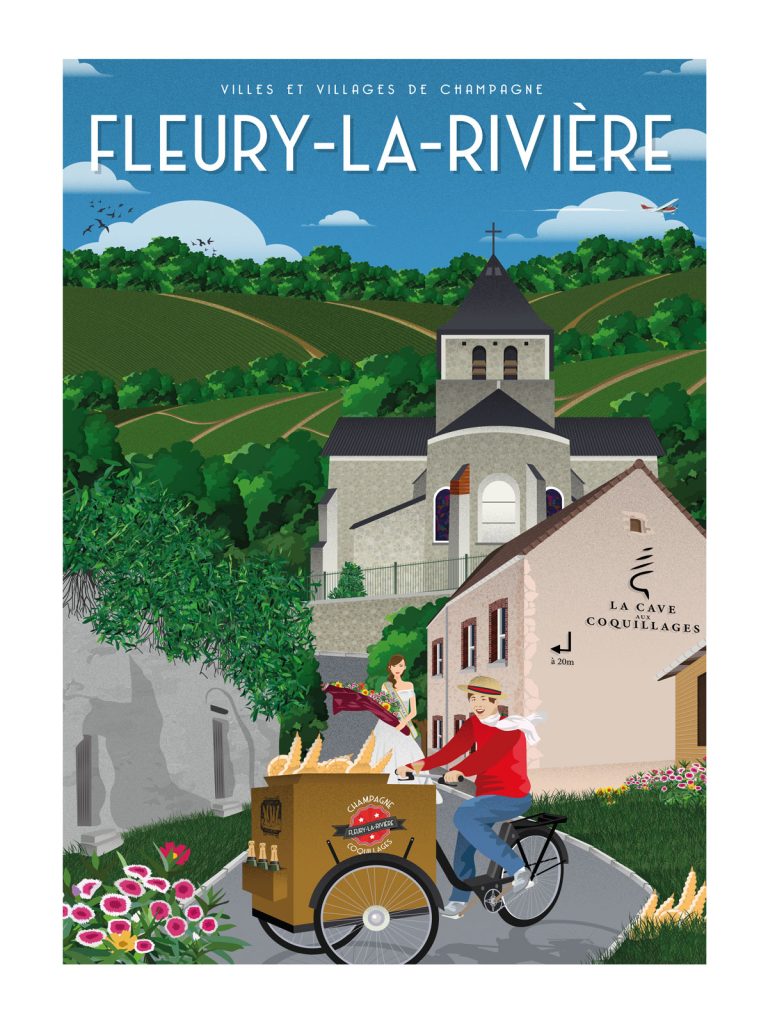Affiche - Villes et Villages de Champagne - Fleury-la-Rivière