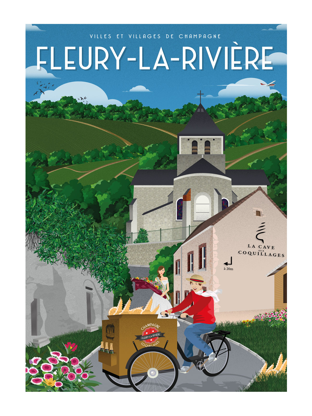 Affiche - Villes et Villages de Champagne - Fleury-la-Rivière