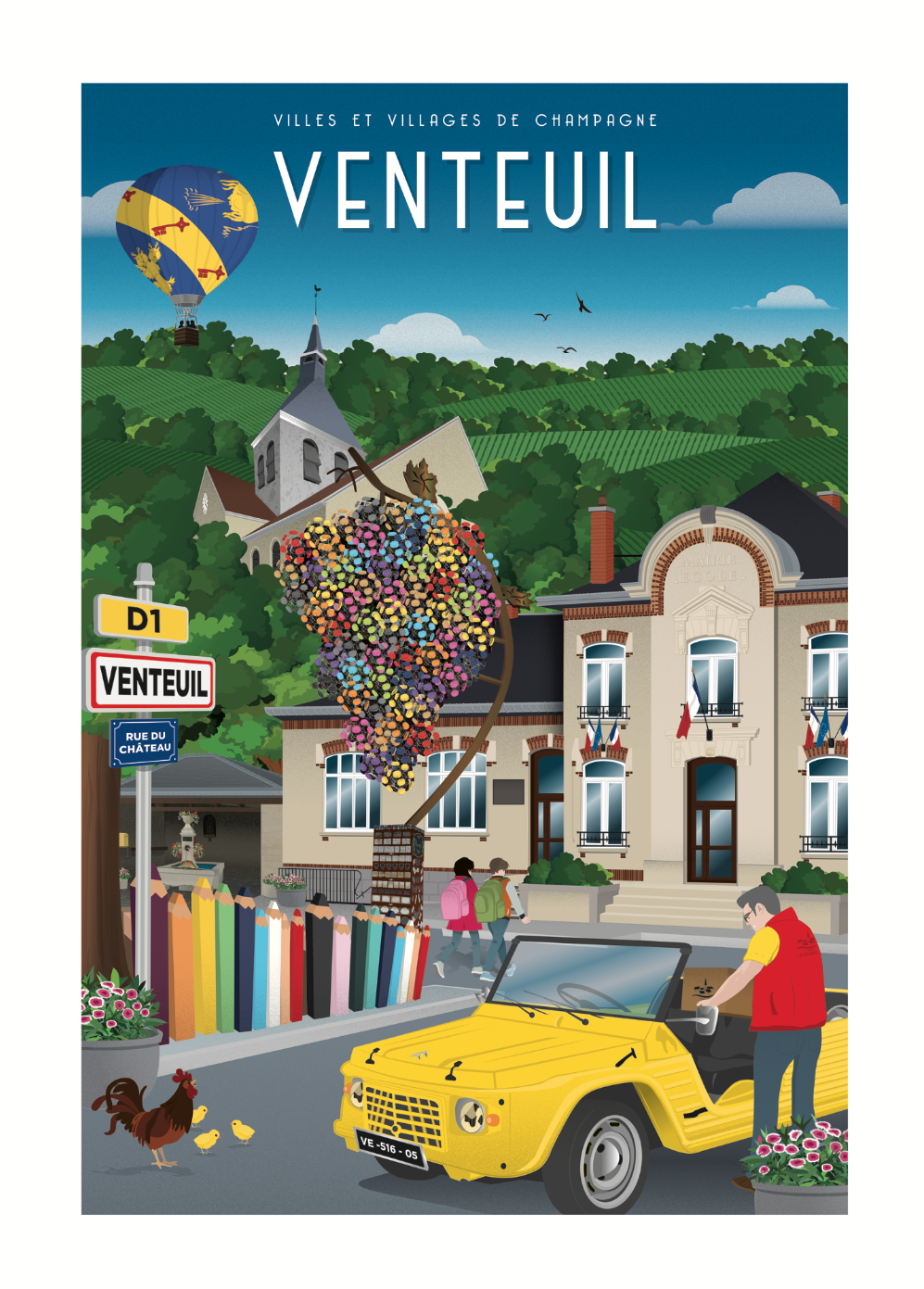 Affiche - Villes et Villages de Champagne - Venteuil