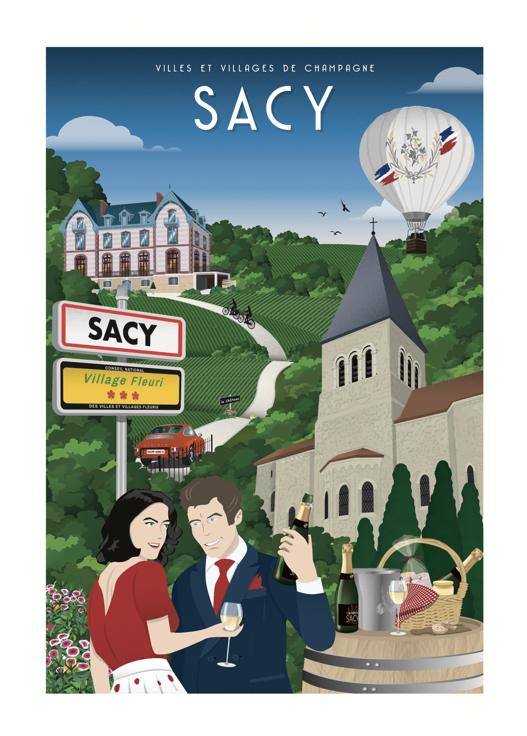 Affiche - Villes et Villages de Champagne - Sacy