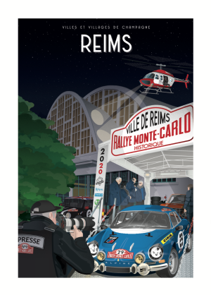Affiche - Villes et Villages de Champagne - Reims - Rallye Monte-Carlo 2020