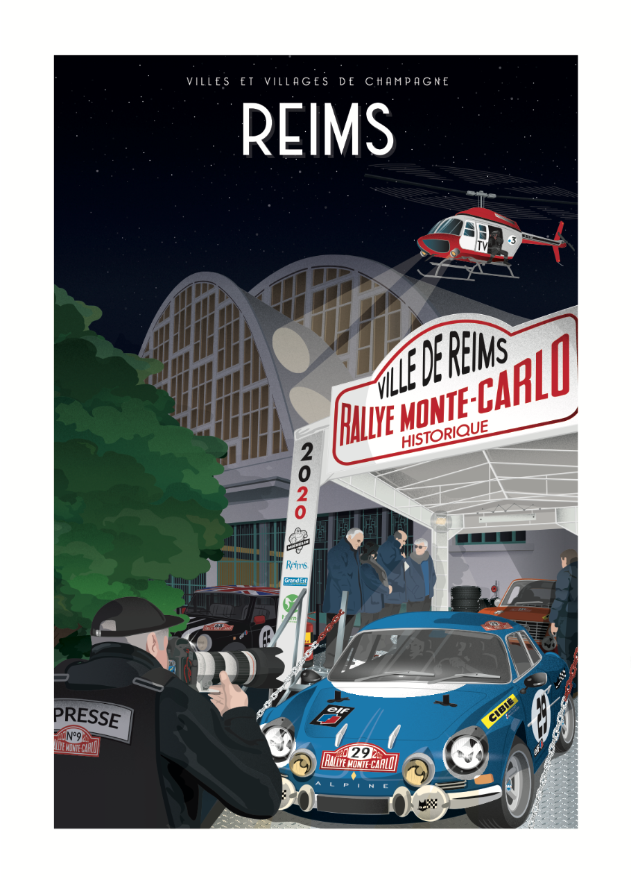Affiche - Villes et Villages de Champagne - Reims - Rallye Monte-Carlo 2020