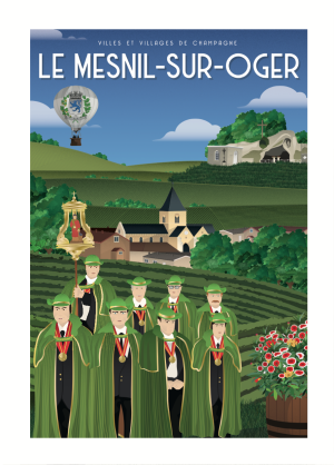 Affiche - Villes et Villages de Champagne - Le Mesnil-sur-Oger