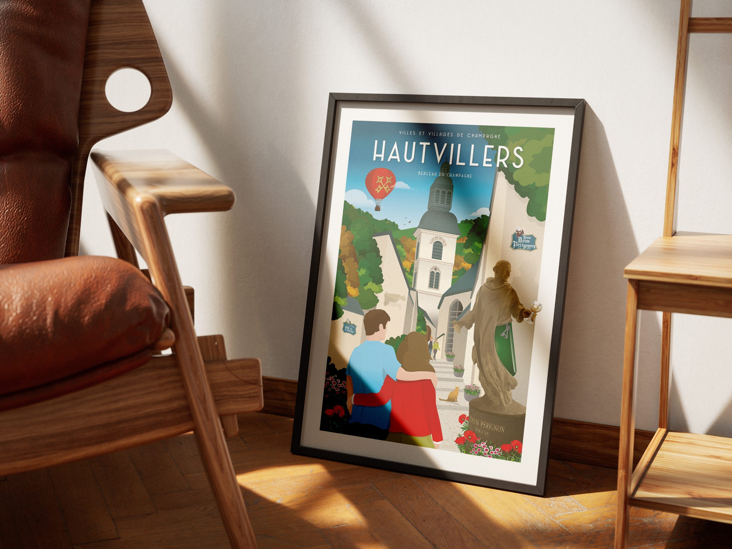 Affiche - Villes et Villages de Champagne - Hautvillers / statue