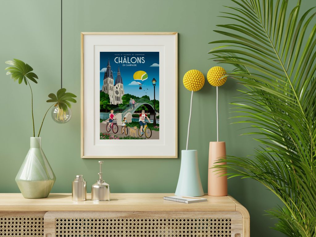 Affiche - Villes et Villages de Champagne - Châlons en Champagne - La collégiale