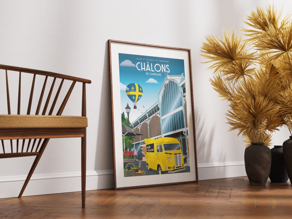 Affiche - Villes et Villages de Champagne - Châlons en Champagne - La halle