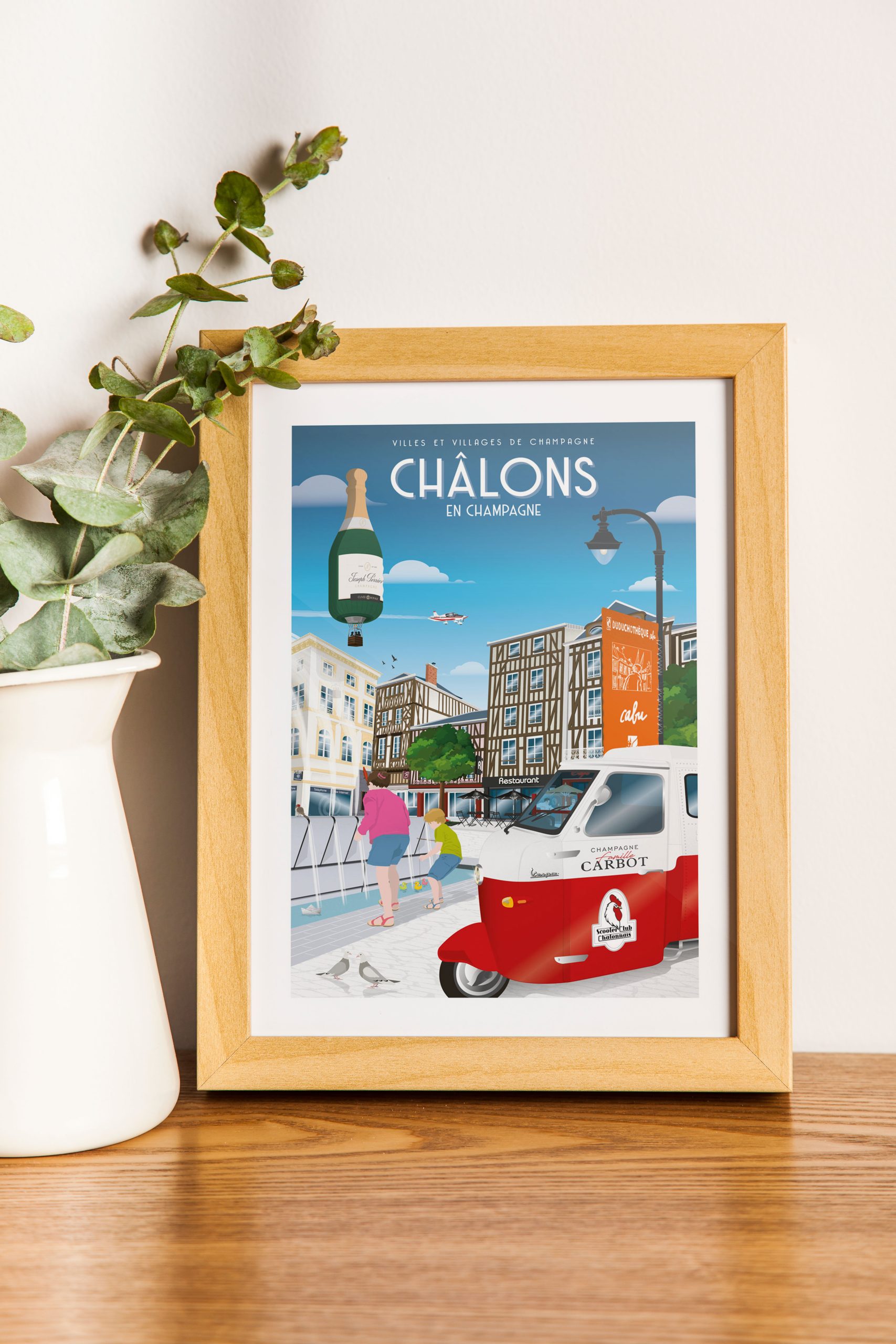 Affiche - Villes et Villages de Champagne - Châlons en Champagne - Place de la République
