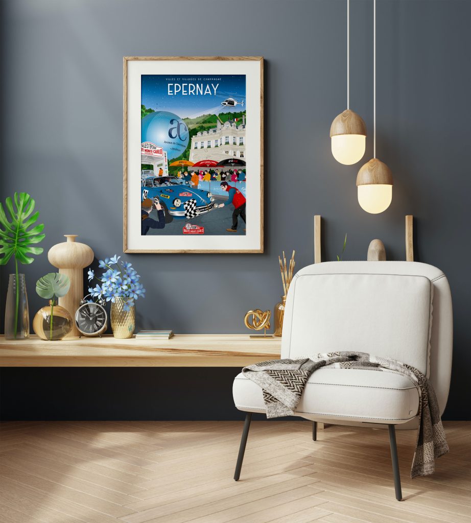 Affiche - Villes et Villages de Champagne - Épernay - Rallye Monte Carlo 2022