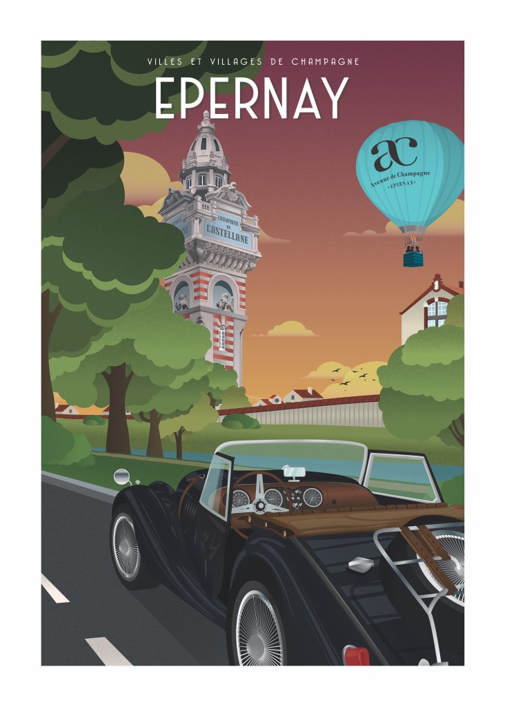 Affiche - Villes et Villages de Champagne - Epernay / ballon