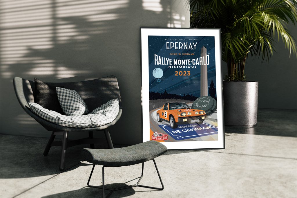 Affiche - Villes et Villages de Champagne - Epernay - Rallye Monte-Carlo 2023