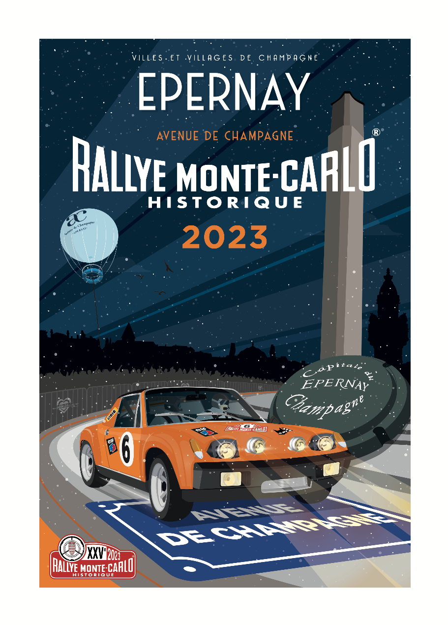 Affiche - Villes et Villages de Champagne - Epernay - Rallye Monte-Carlo 2023