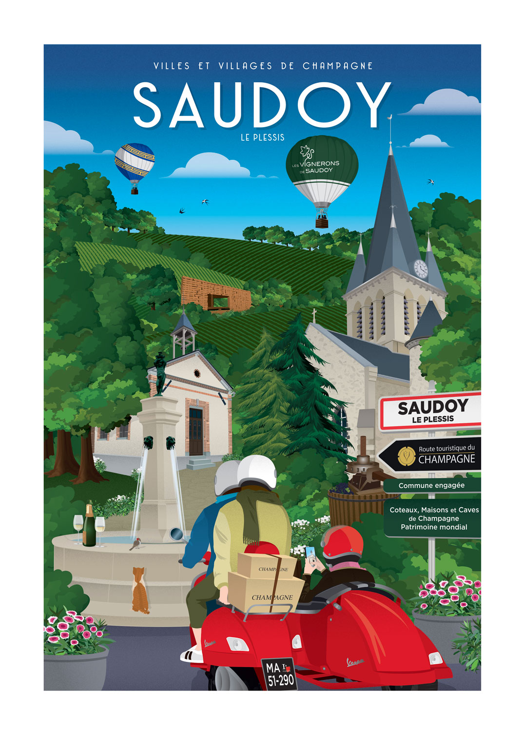 Affiche - Villes et Villages de Champagne - Saudoy